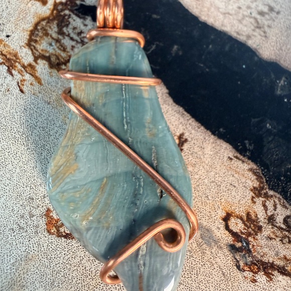 Natural Polished Bogwood Stone Copper Wrapped Pendant | Grounding Earth Energy - Picture 2 of 5